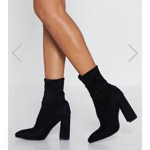 Nasty Gal black detailed heeled boots